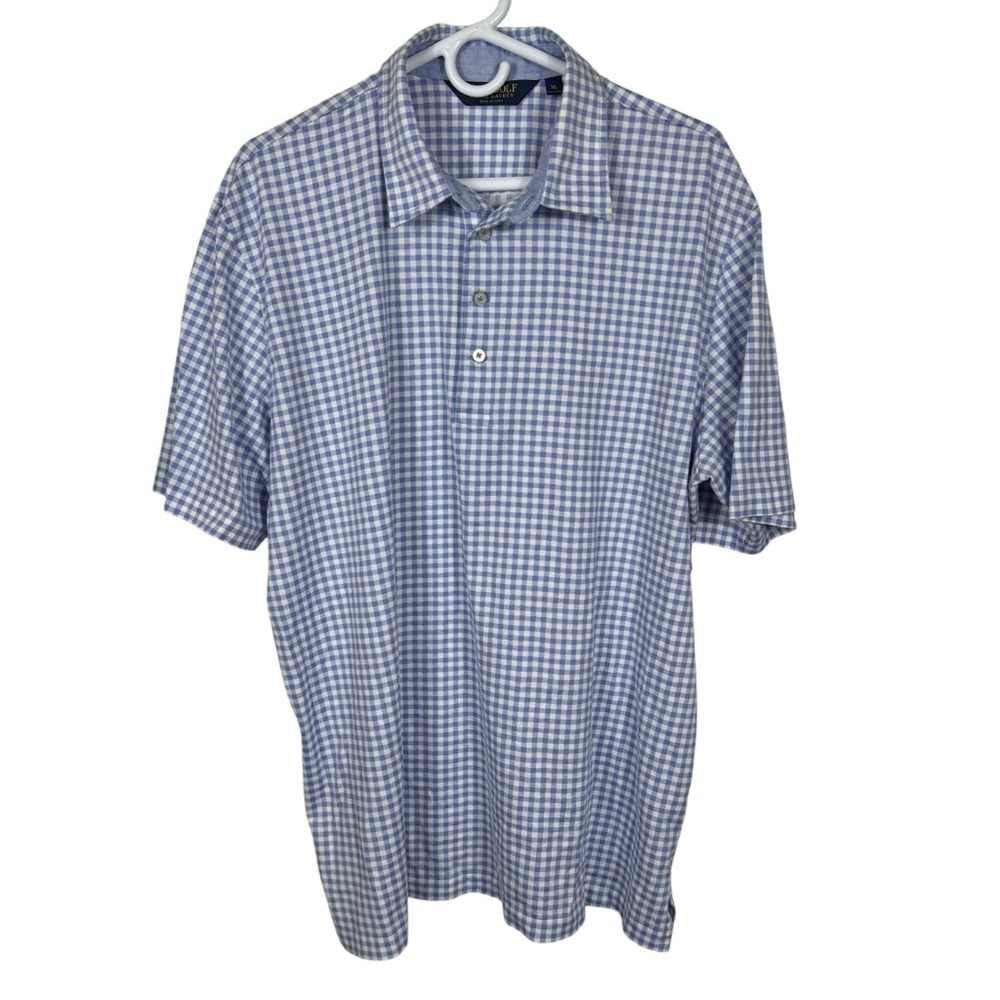 Polo Golf Ralph Lauren Pima Cotton Blue Gingham Golf Polo, Size XL